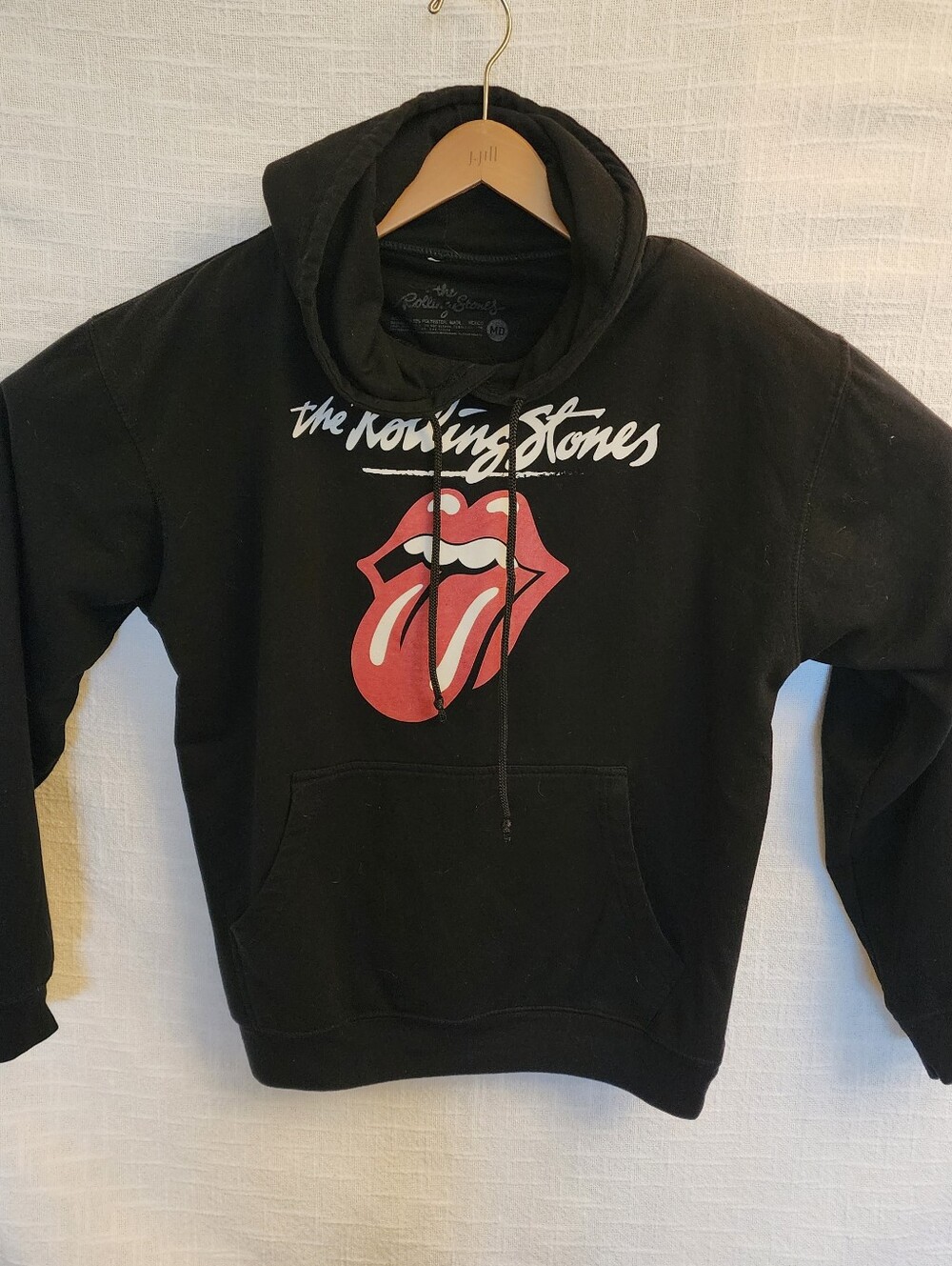 The Rolling Stones Hoodie Classic Tongue Logo Size M Black Red Cotton Poly A460